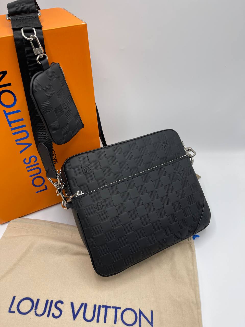 Lv Men Shoulder Bag Trio Black Damier