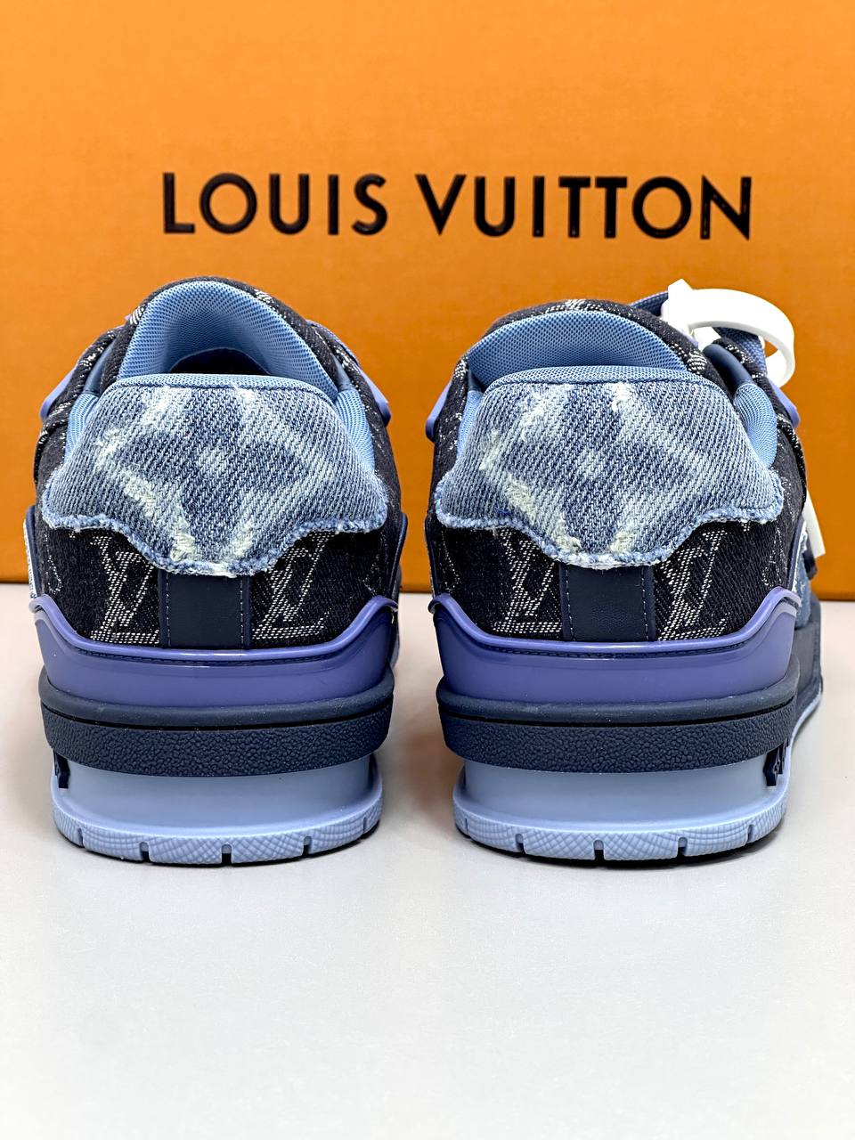 Lv Trainer Sneakers Blue Denim