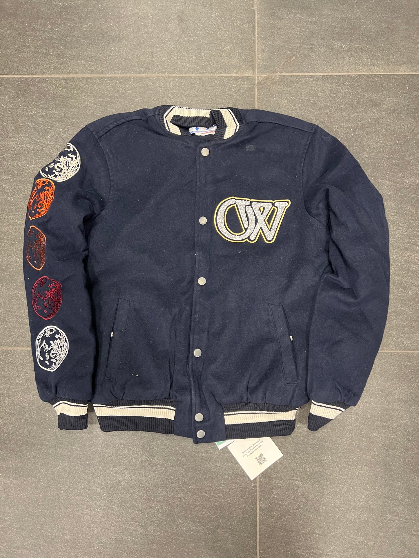 Off White Blue Varsity Jacket