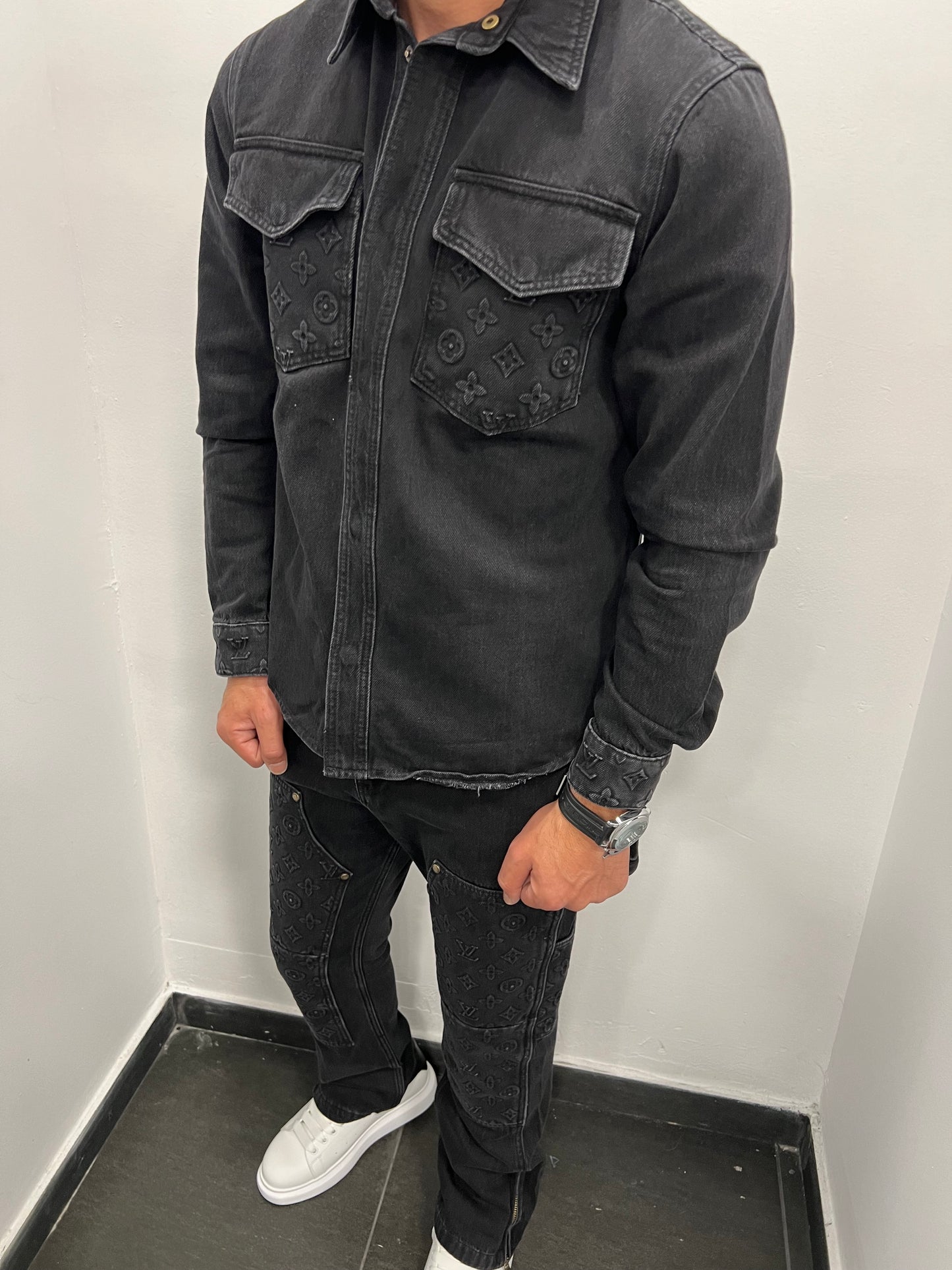 Lv Denim Carpenter Black Set