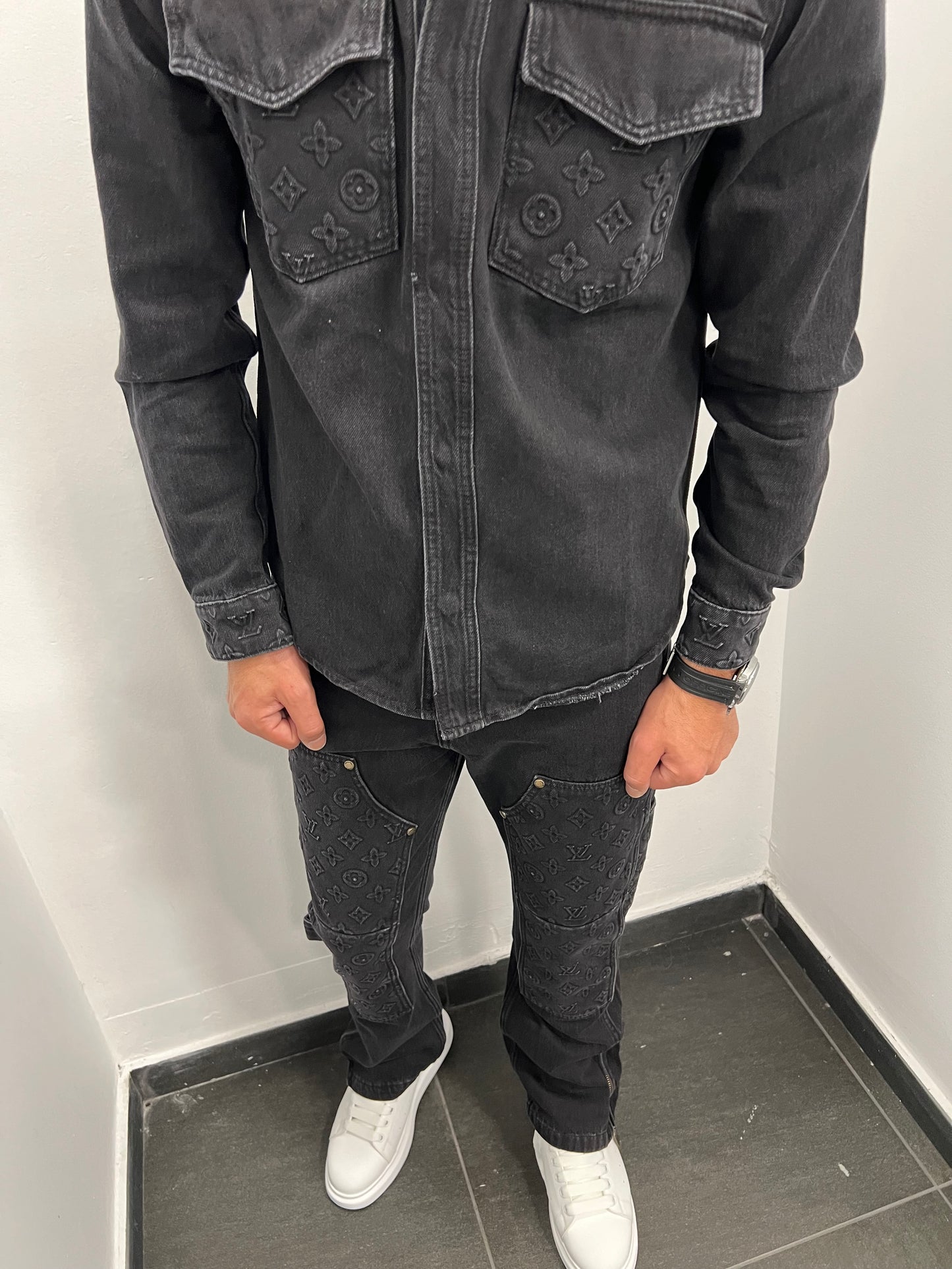 Lv Denim Carpenter Black Set