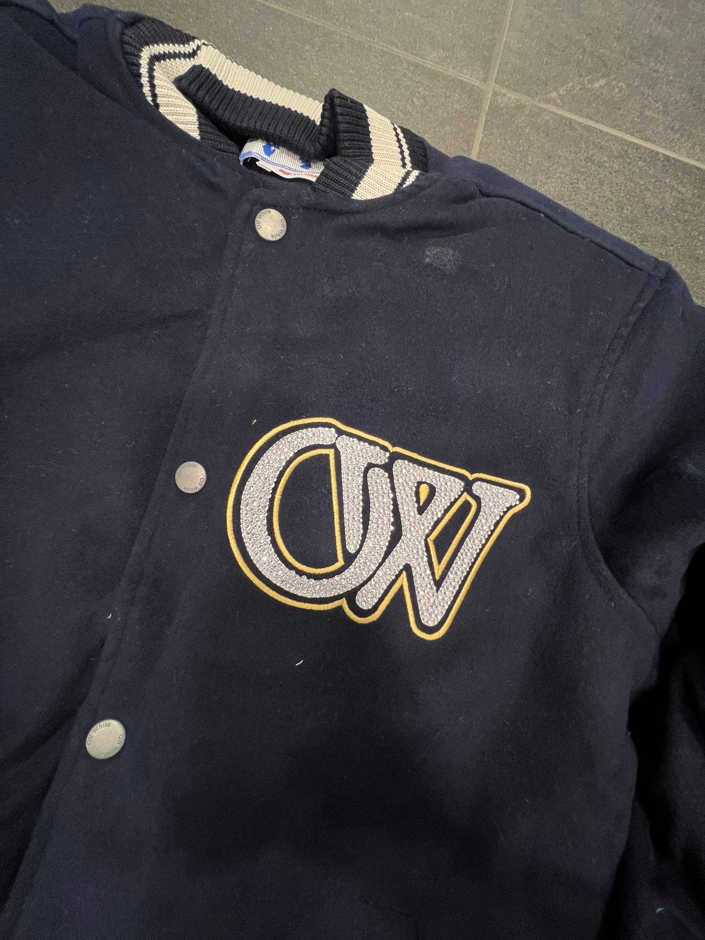 Off White Blue Varsity Jacket