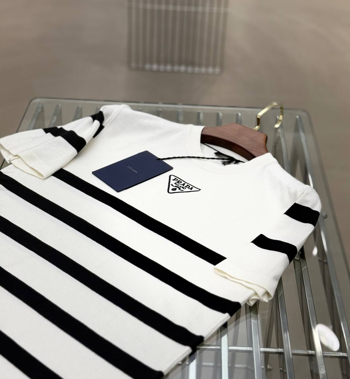 Prada Woven White/Black T-shirt