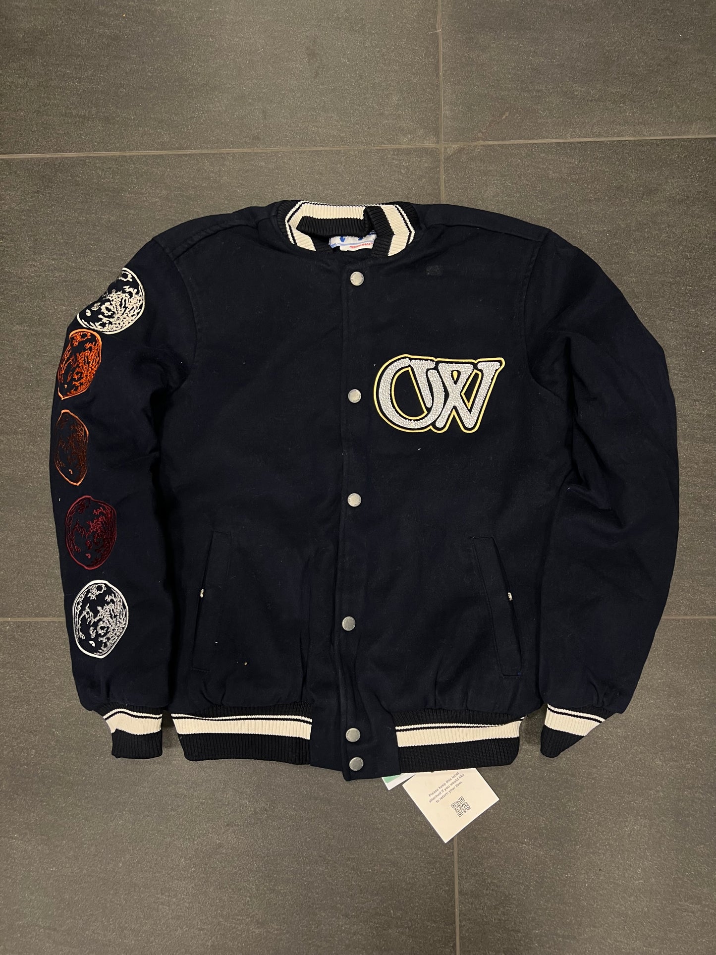 Off White Blue Varsity Jacket