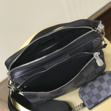 Lv Men Shoulder Bag Trio Graphite Damier