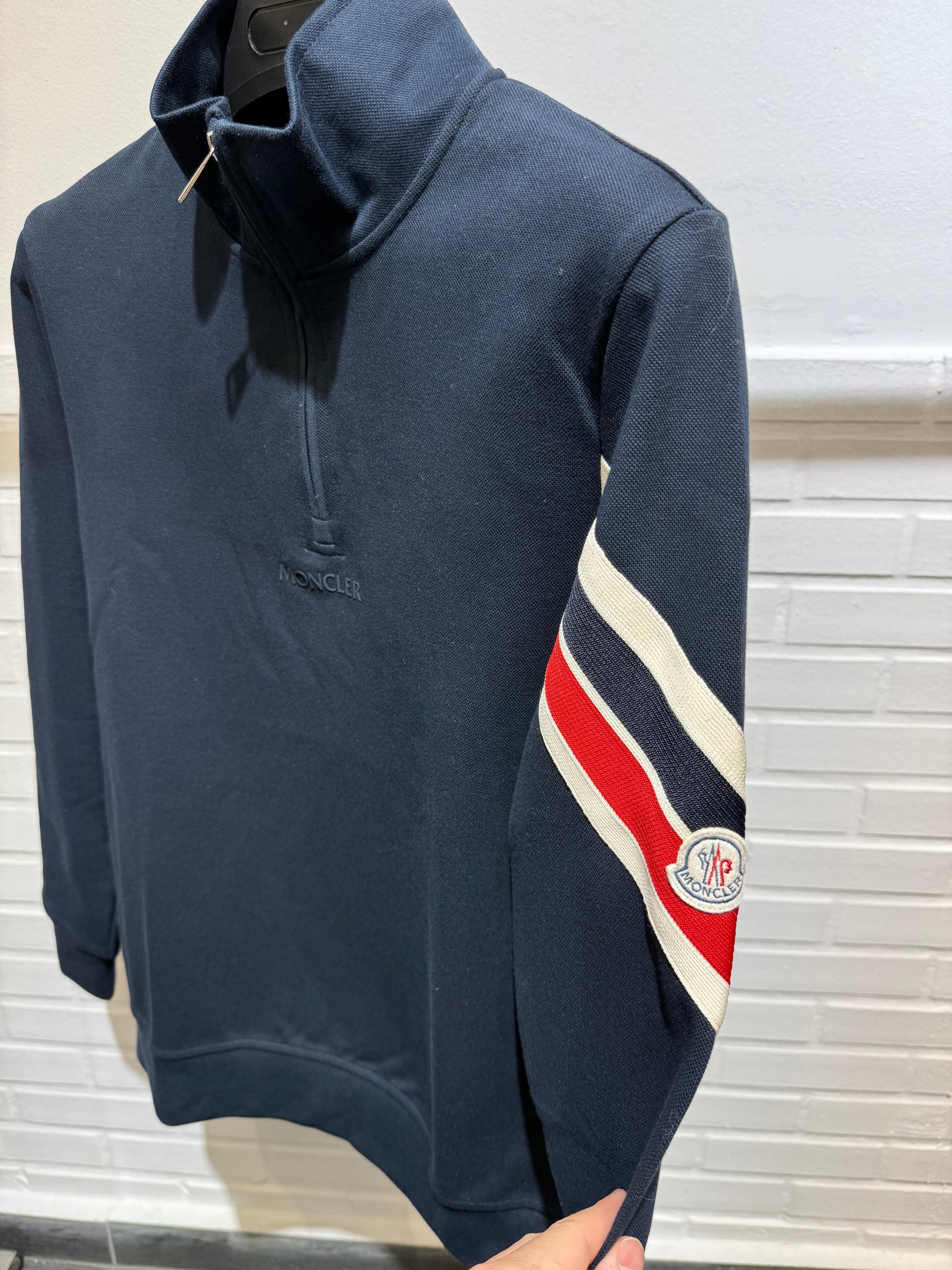 Moncler Half-Zip Sweatshirt Blue