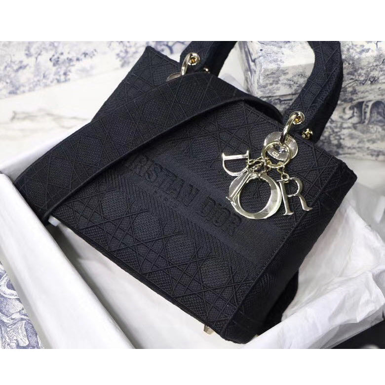 Dior Medium Lady Black D-Lite Handbag