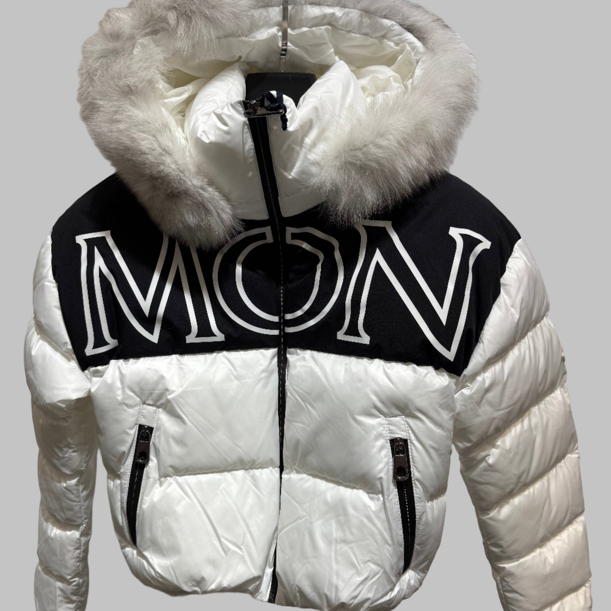 Moncler White/Black Short Puffer
