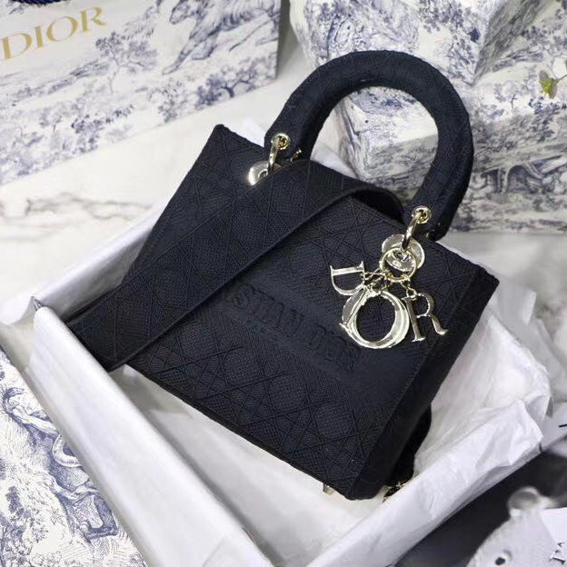 Dior Medium Lady Black D-Lite Handbag