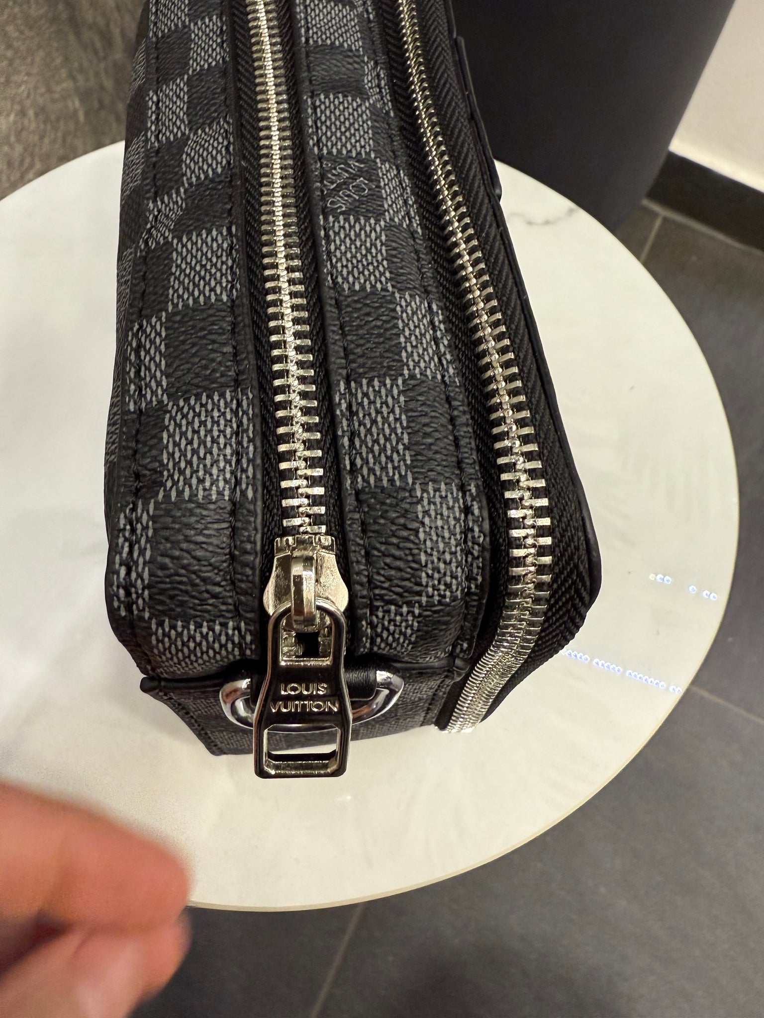 Lv Alpha Grey Damier Wearable Wallet