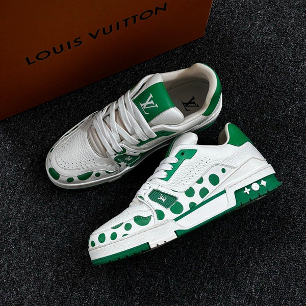 Lv Trainer Sneakers Green Yayoi Kusama