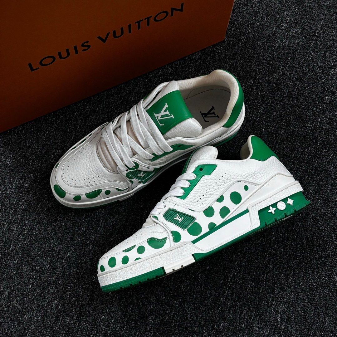 Lv Trainer Sneakers Green Yayoi Kusama