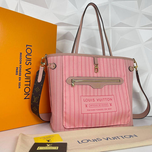 Lv Neverfull Monogram Inside Out Mm Pink