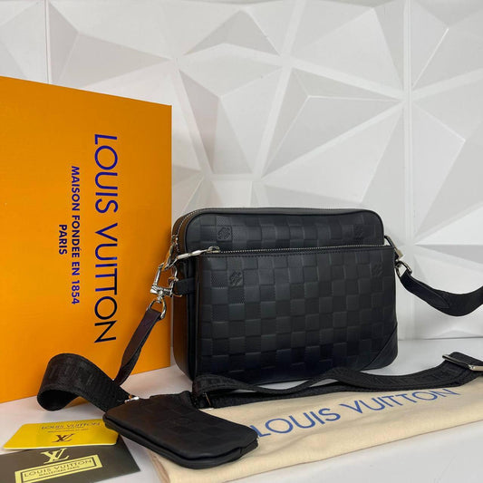 Lv Men Shoulder Bag Trio Black Damier