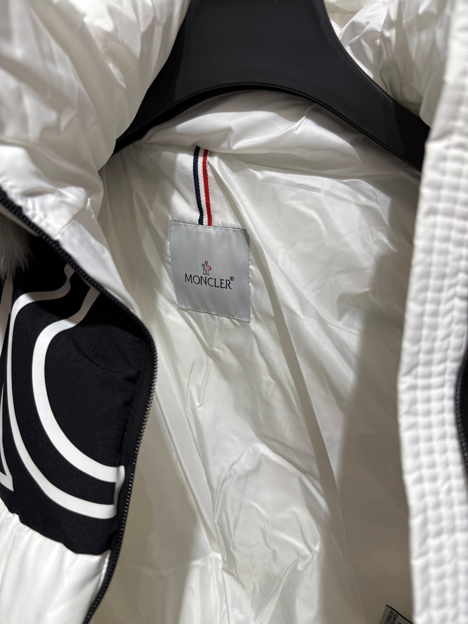 Moncler White/Black Short Puffer