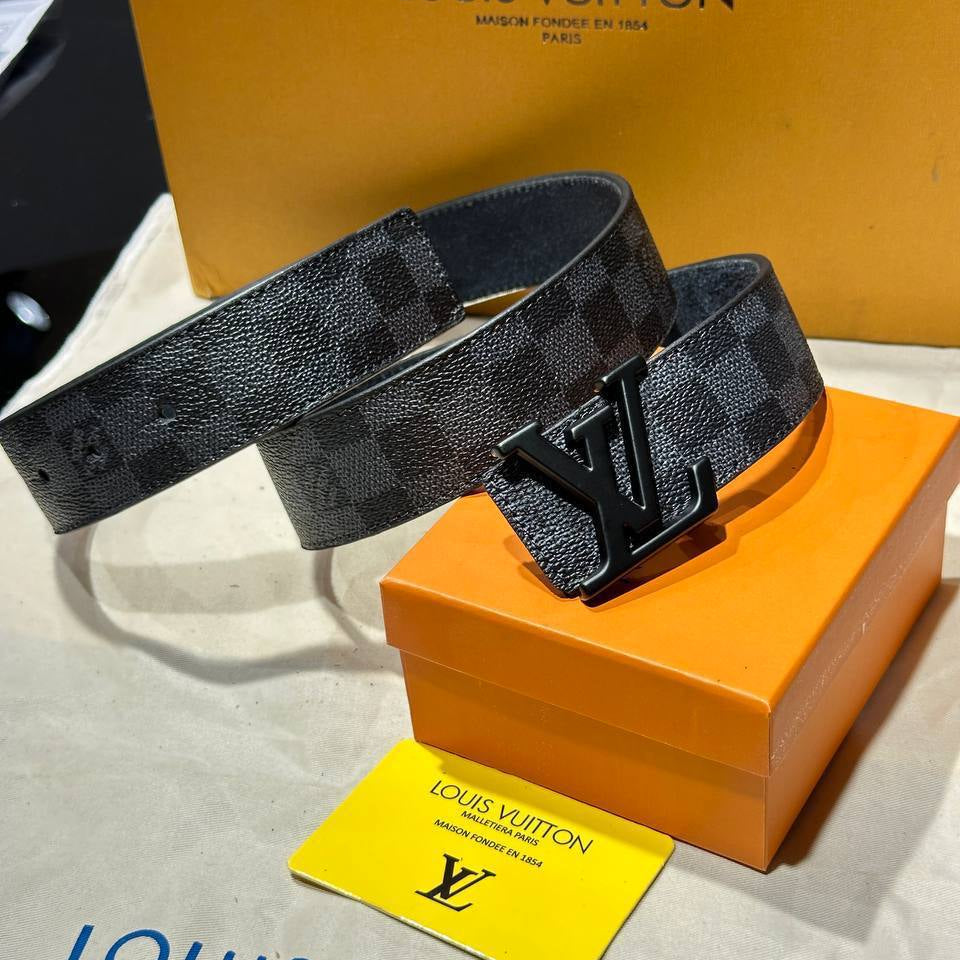 Lv Belt Graphite Damier Black