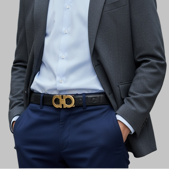 Ferragamo Belt Black/Gold Logo