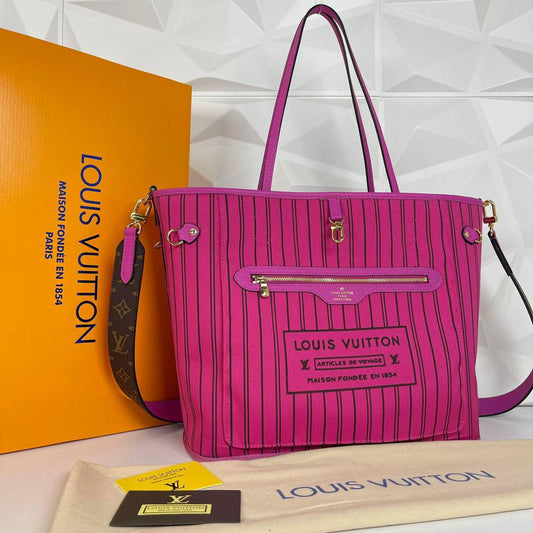 Lv Neverfull Monogram Inside Out Mm Fuchsia