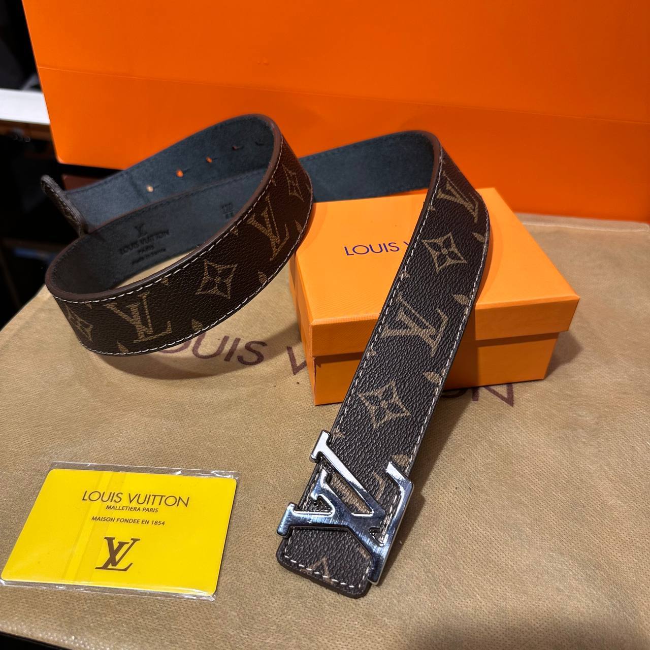 Lv Belt Brown Monogram Silver