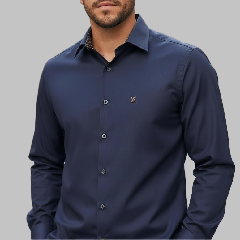 Lv Monogram Blue Shirt