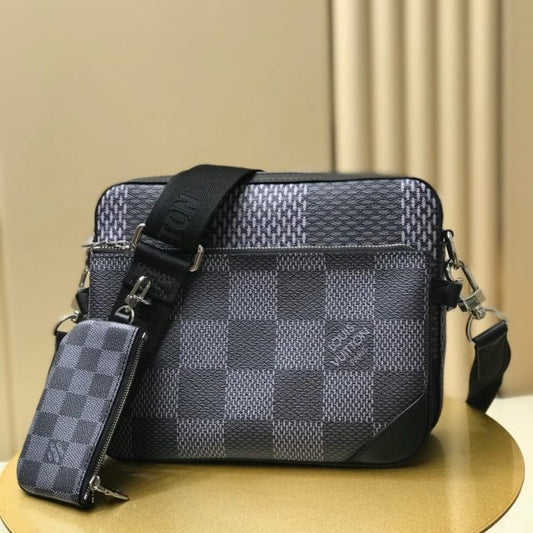 Lv Men Shoulder Bag Trio Graphite Damier
