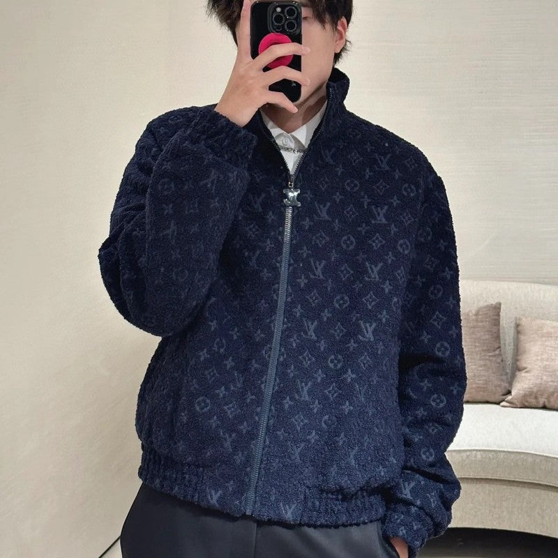 Lv Monogram Blue Wool Jacket