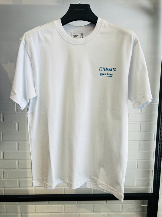 Vetements Click Here White T-shirt