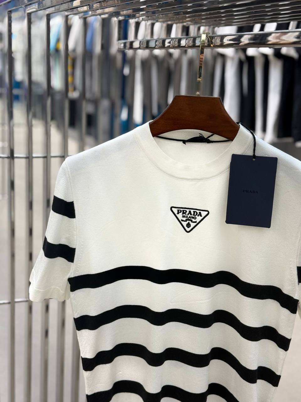 Prada Woven White/Black T-shirt