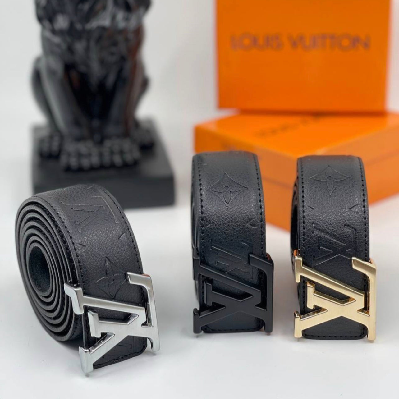 Lv Belt Total Black Monogram