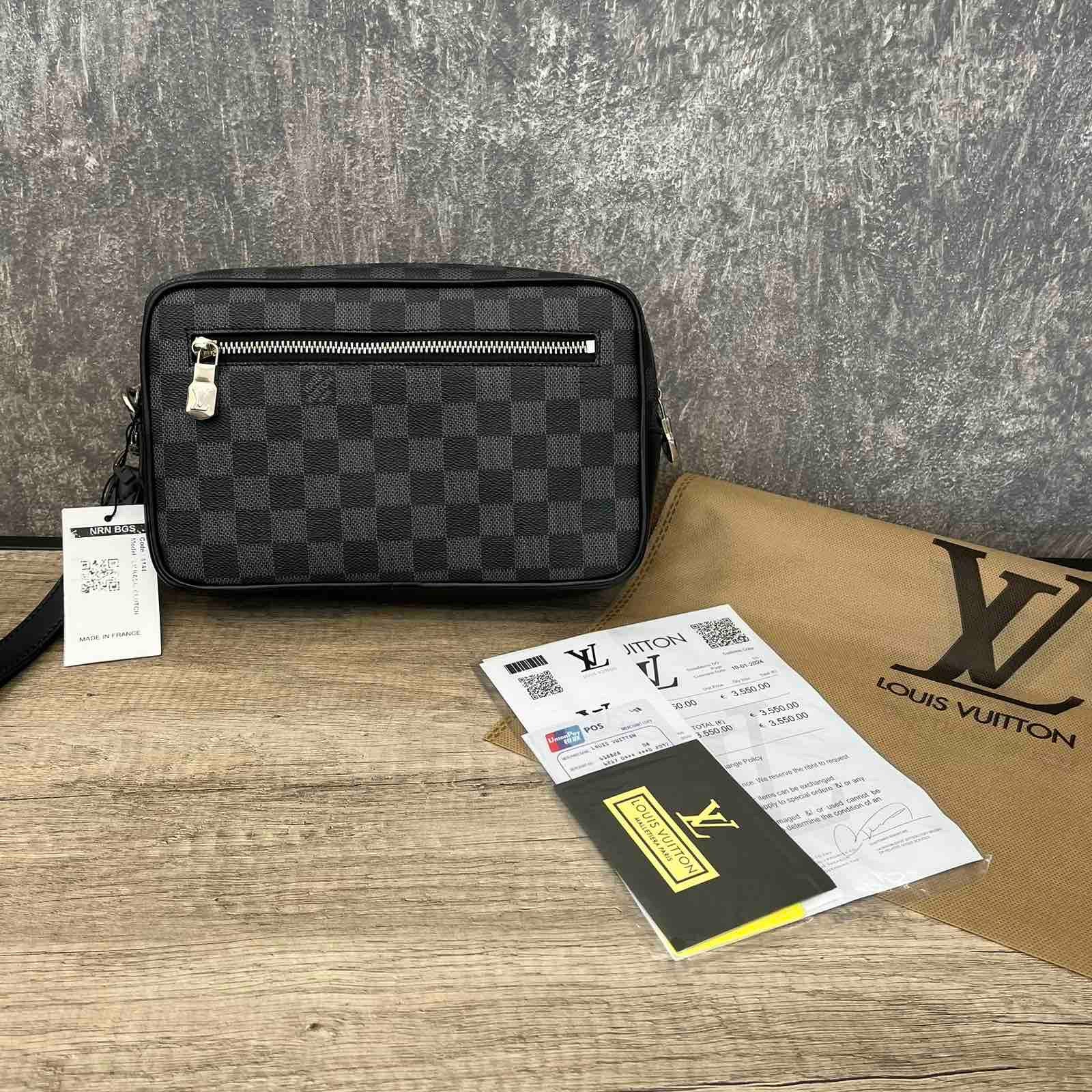 Lv Kasai Clutch Black /Grey Damier