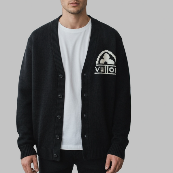 Lv Black Buttoned Knitwear