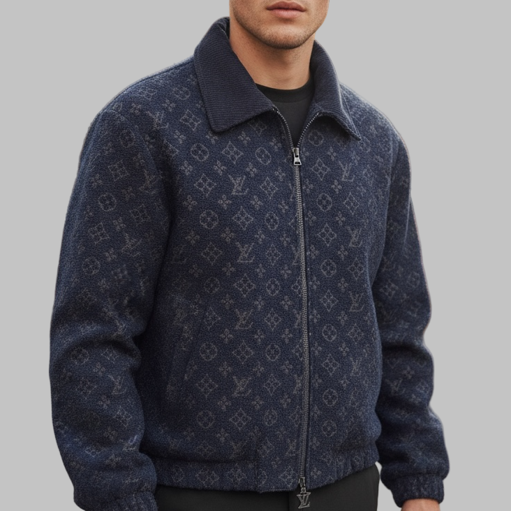 Lv Monogram Blue Wool Jacket