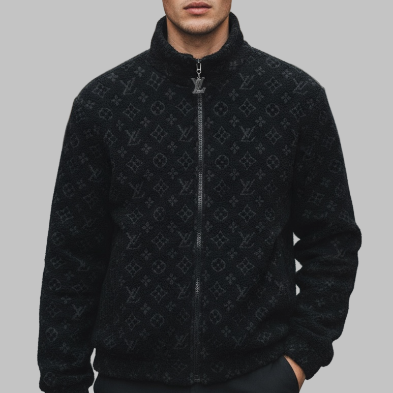 Lv Monogram Black Wool Jacket