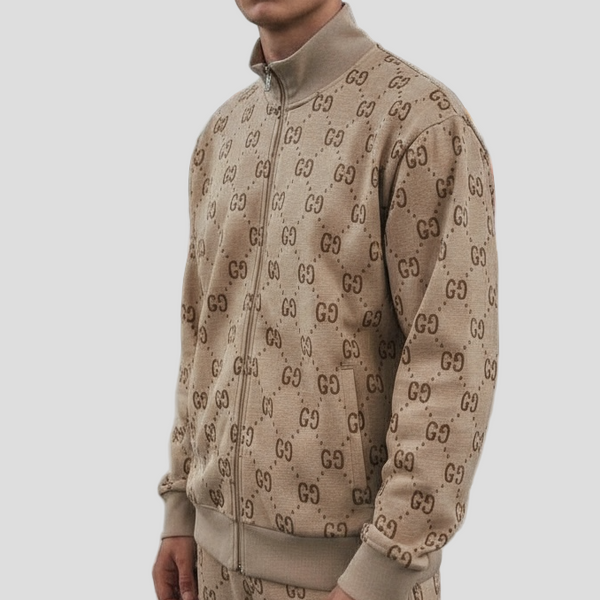 GG Beige Zip-Up Jacket