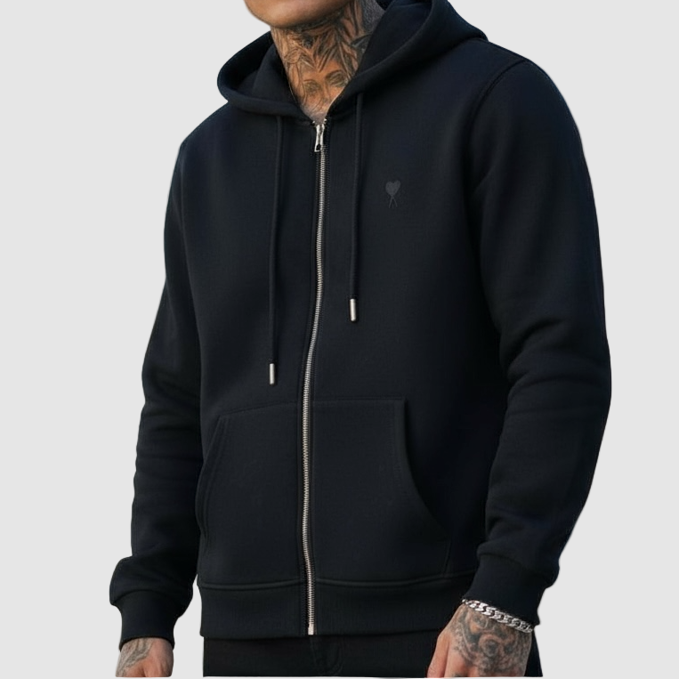 Ami Black Zipped Hoodie