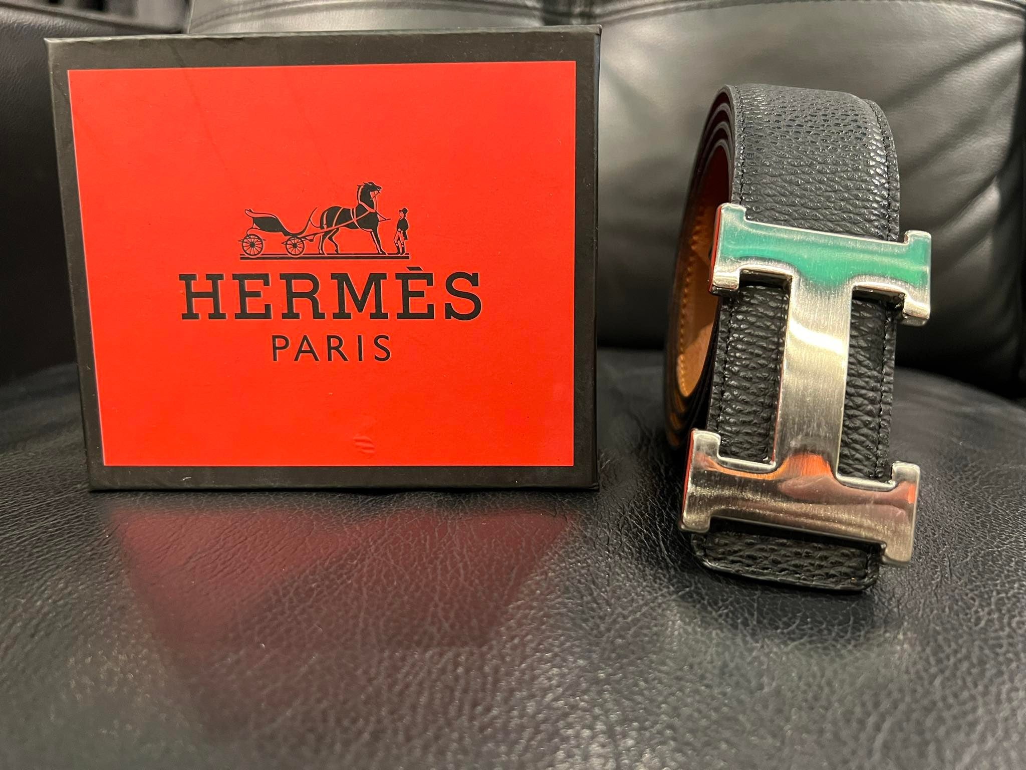 Hermes Belt Reversible Black Silver