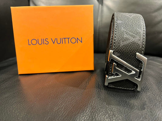 Lv Belt Black Monogram Silver